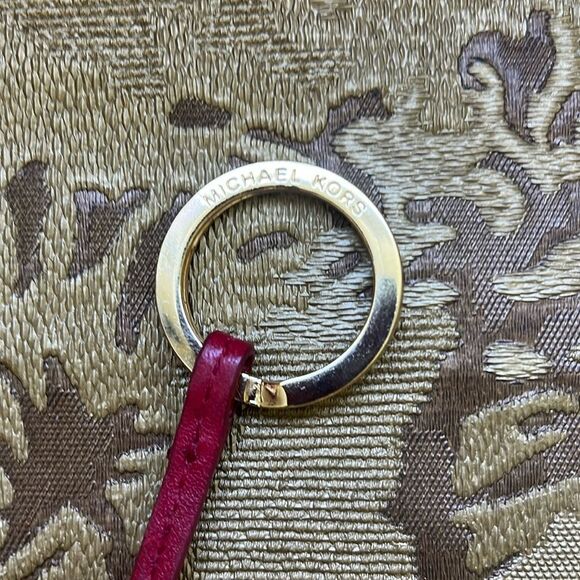 Michael Kors Red Leather Studded Mini Wallet with Keychain - Picture 3 of 11